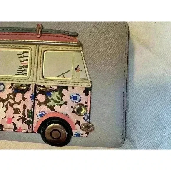Kate Spade Womens Purple California Dreaming Surf Van Make It Mine Large Wallet - Picture 2 of 8